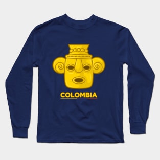 Ancient colombian indigenous human face representation Long Sleeve T-Shirt